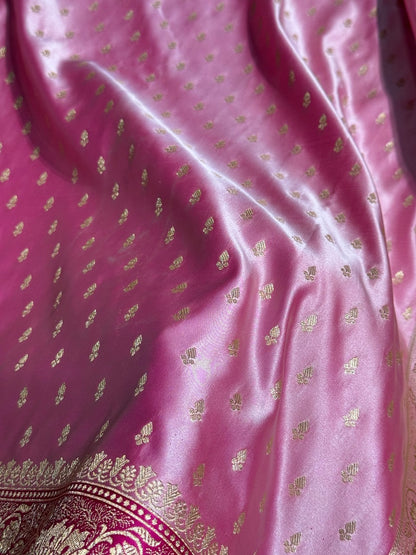 Baby Pink Banarasi Booti Katan Silk Saree