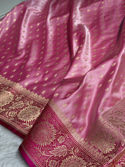 Baby Pink Banarasi Booti Katan Silk Saree