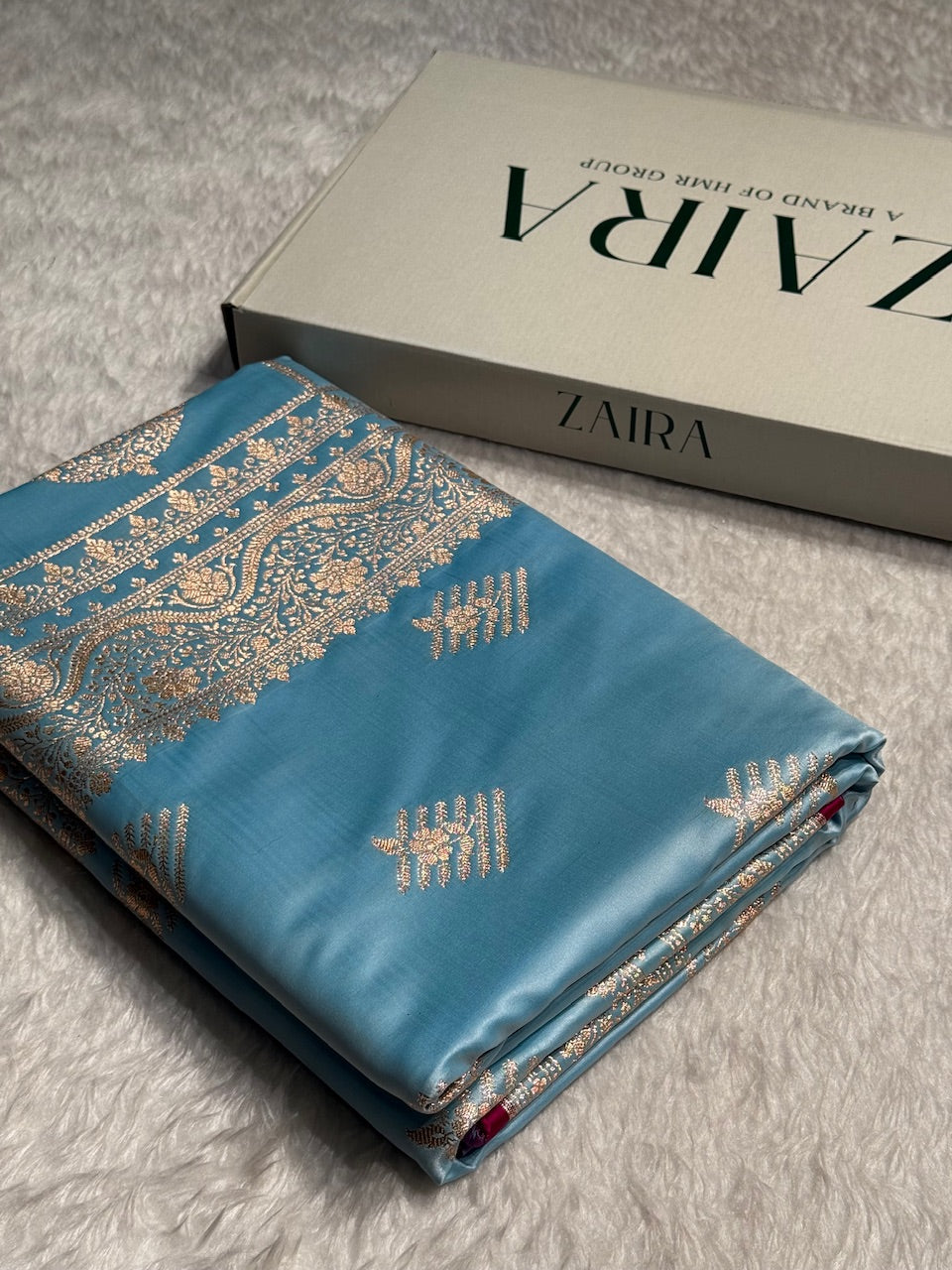 Sky Blue Banarasi Boota Katan Silk Saree