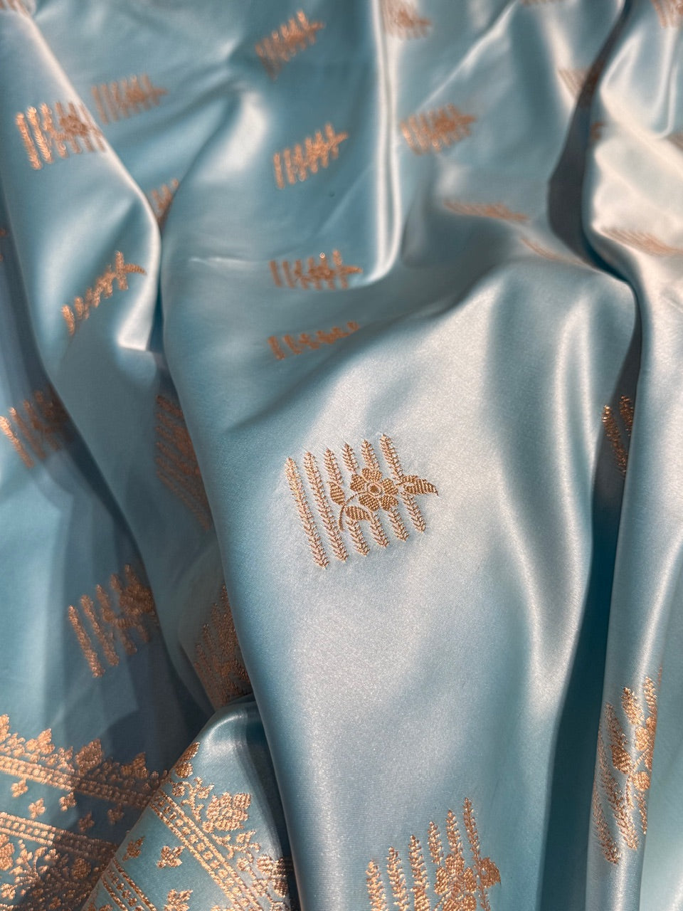 Sky Blue Banarasi Boota Katan Silk Saree