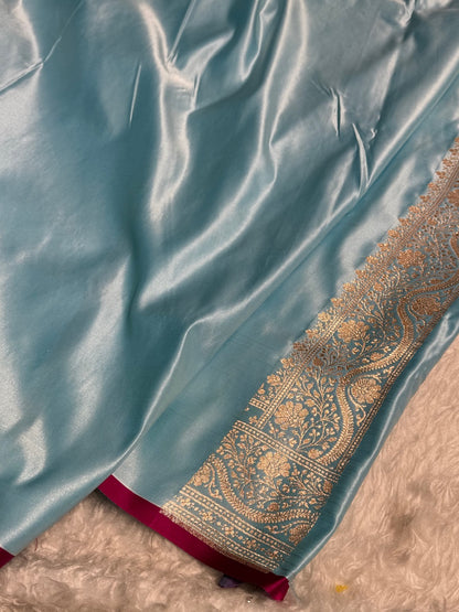 Sky Blue Banarasi Boota Katan Silk Saree