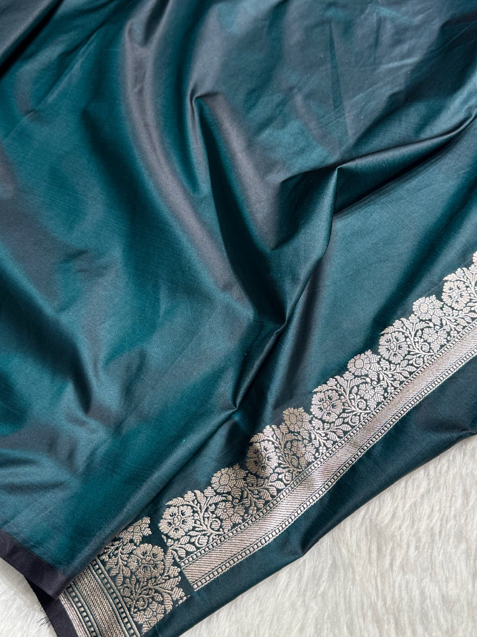 Dark Green Shades Floral Boota Mashru Silk Saree