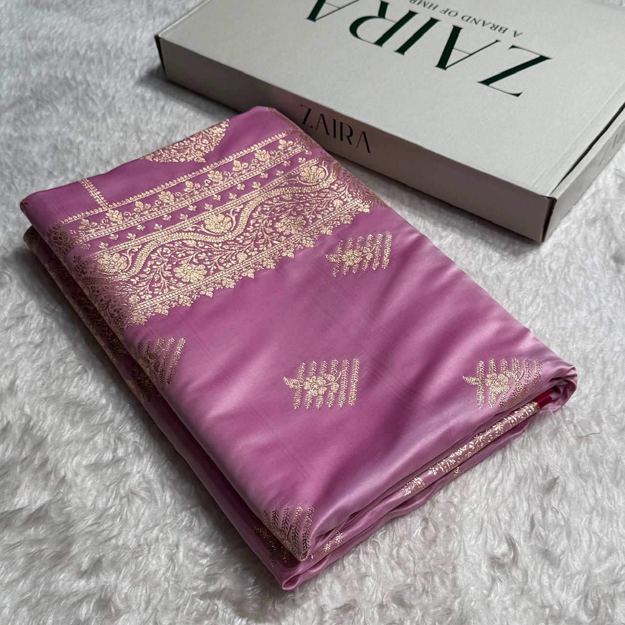 Light Lavender Banarasi Boota Katan Silk Saree