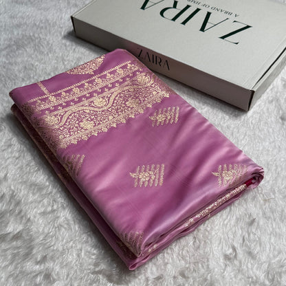 Light Lavender Banarasi Boota Katan Silk Saree