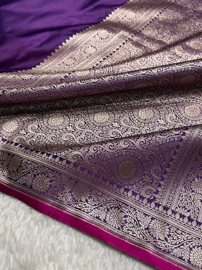 Purple Shades Floral Border Mashru Silk Saree