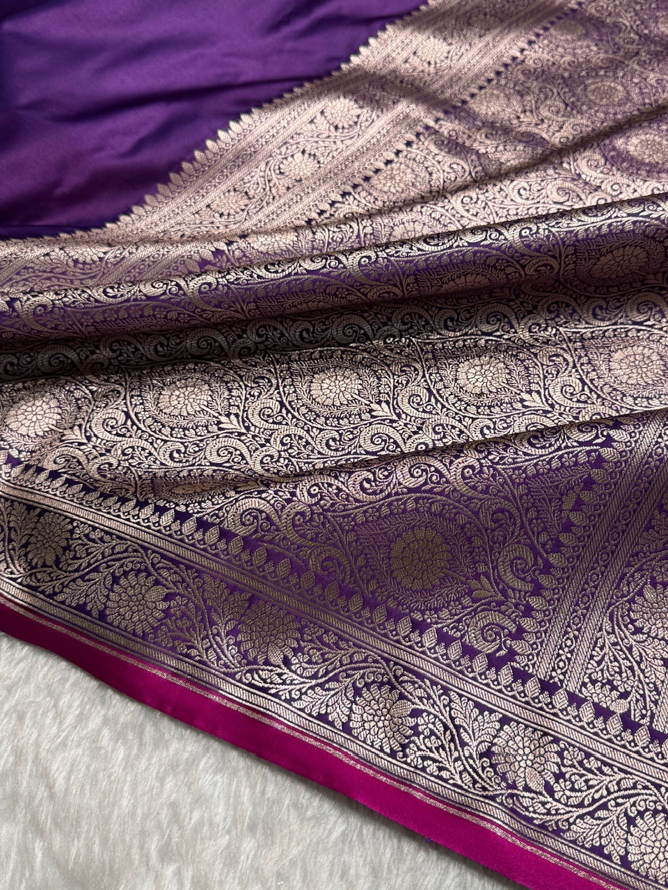 Purple Shades Floral Border Mashru Silk Saree