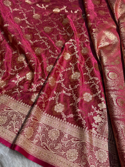 Dusty Pink Tanchoi Katan Jaal Silk Saree SKTM05