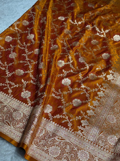 Rich Gold Tanchoi Katan Jaal Silk Saree SKTM05