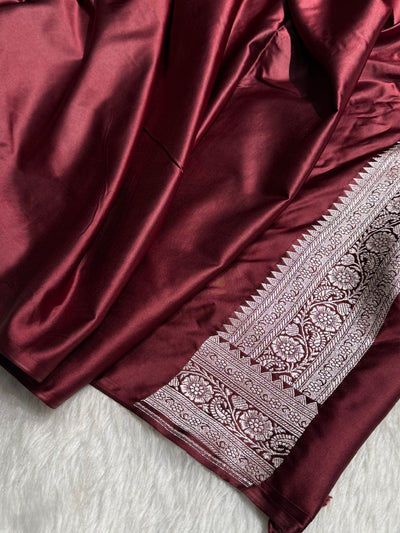 Chocolate Floral Jaal Mashru Silk Saree MCS28