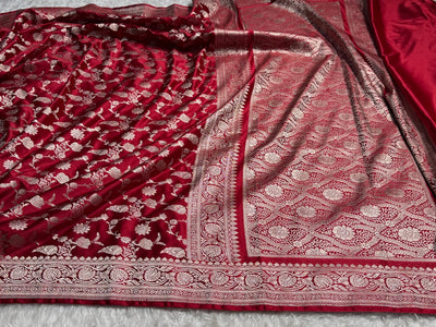 Maroon Jaal Mashru Silk Saree MCS42