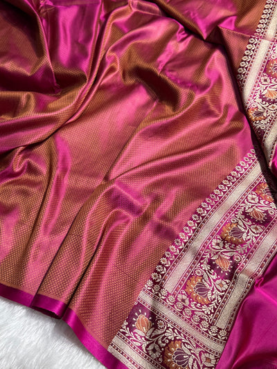 Bottle Green - Rani Contrast Jamawar Tanchoi Jaal Katan Silk Saree SKTM-18