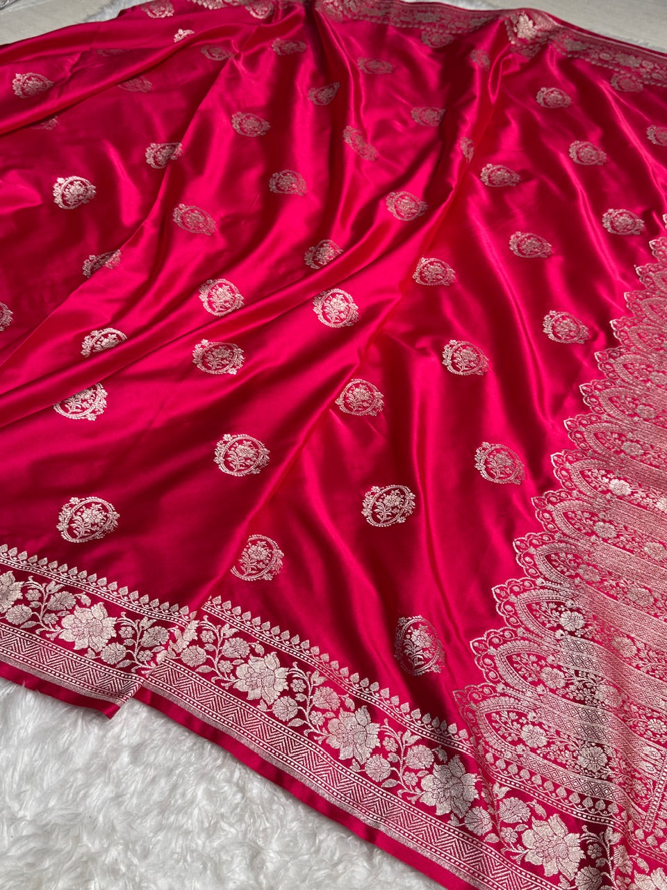 Ruby Pink Boota Mashru Silk Saree