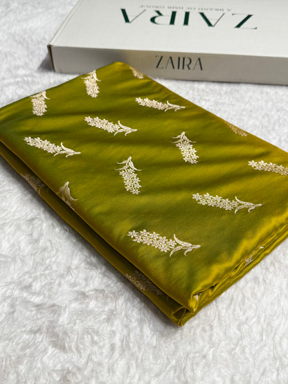 Mehandi Unique Motif Mashru Silk Saree