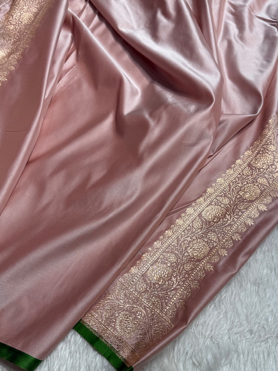 Rose Gold Pink Booti Katan Silk Saree SK09