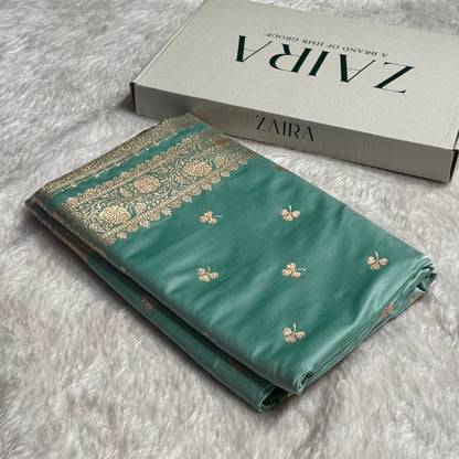 Sea Green Booti Katan Silk Saree
