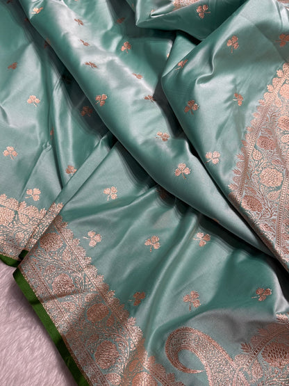 Sea Green Booti Katan Silk Saree