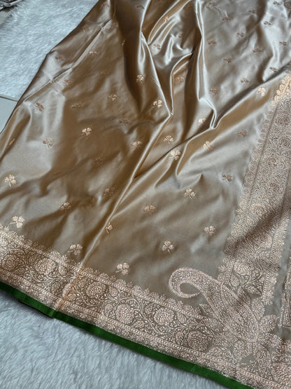 Beige Booti Katan Silk Saree SK09