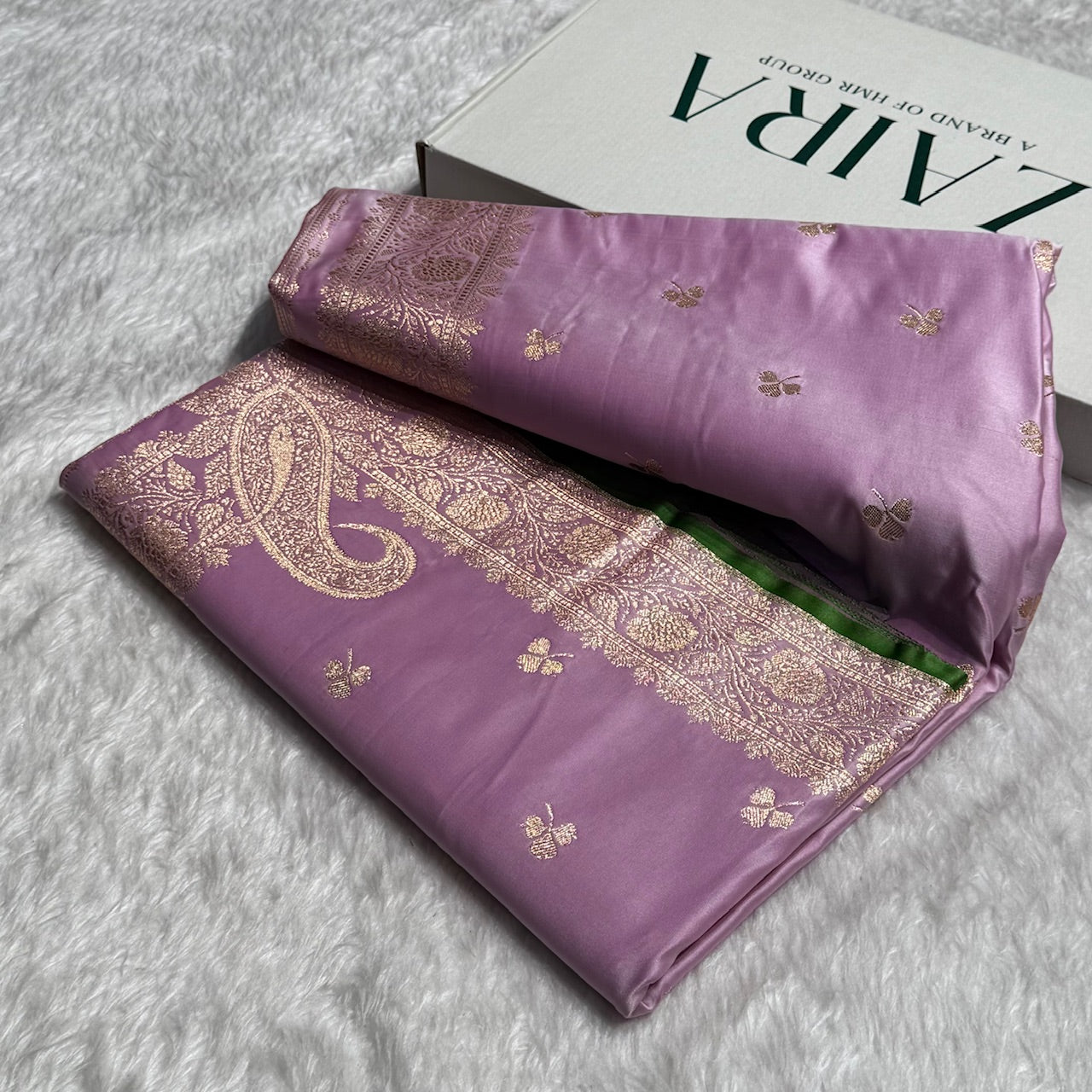 Lavender Booti Katan Silk Saree