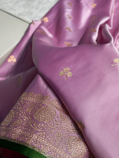 Lavender Booti Katan Silk Saree