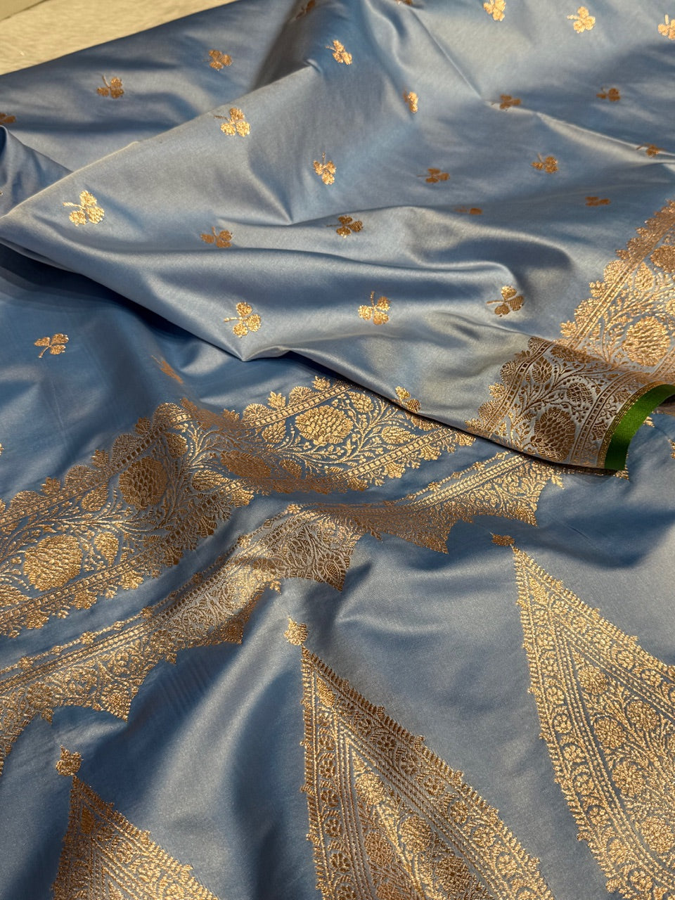 Light Steel Blue Booti Katan Silk Saree SK09