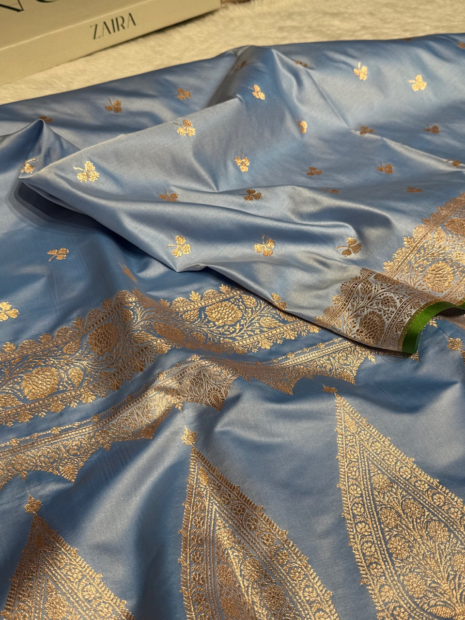 Light Steel Blue Booti Katan Silk Saree SK09