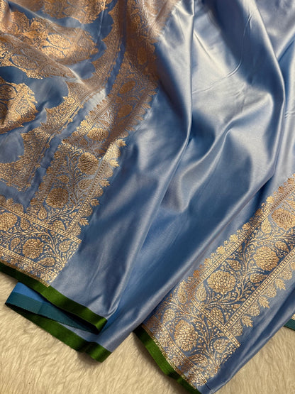 Light Steel Blue Booti Katan Silk Saree SK09