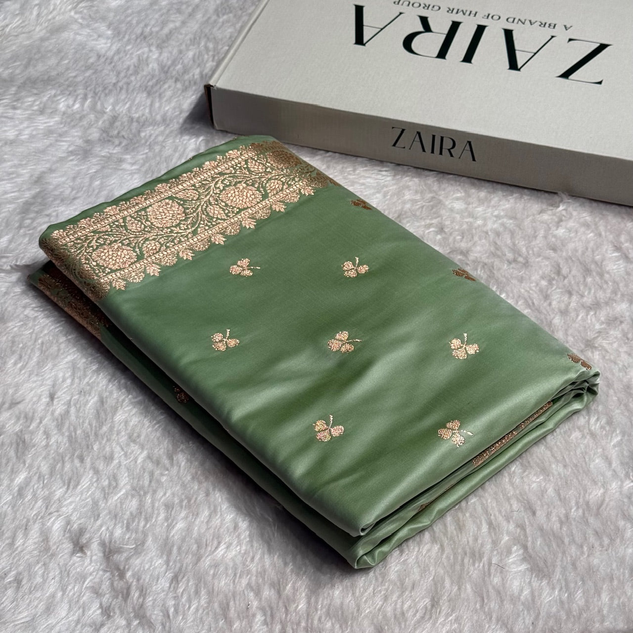 Pista Green Booti Katan Silk Saree