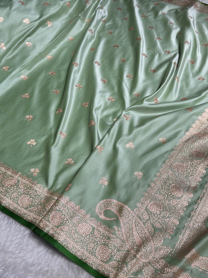 Pista Green Booti Katan Silk Saree SK09
