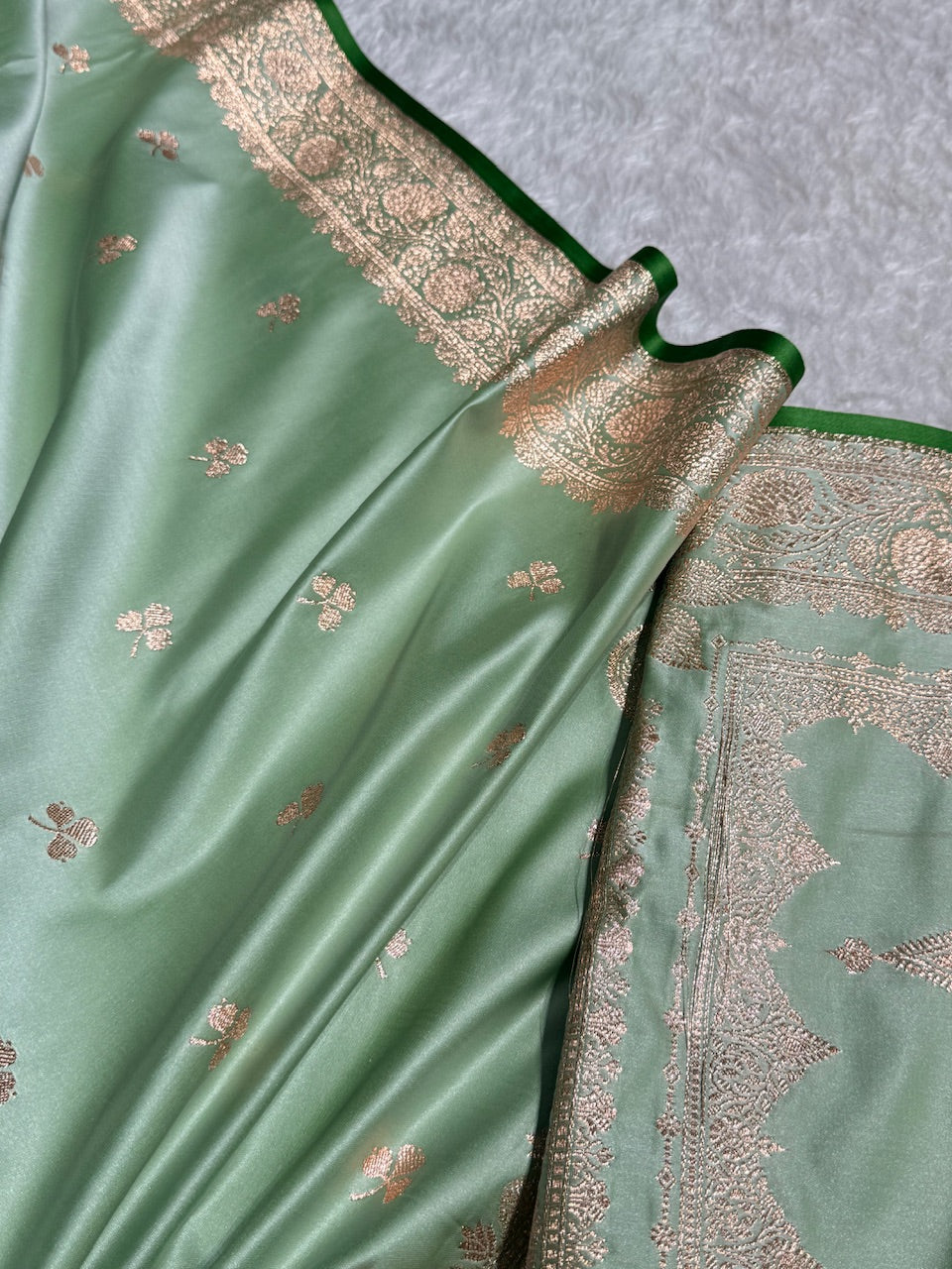 Pista Green Booti Katan Silk Saree