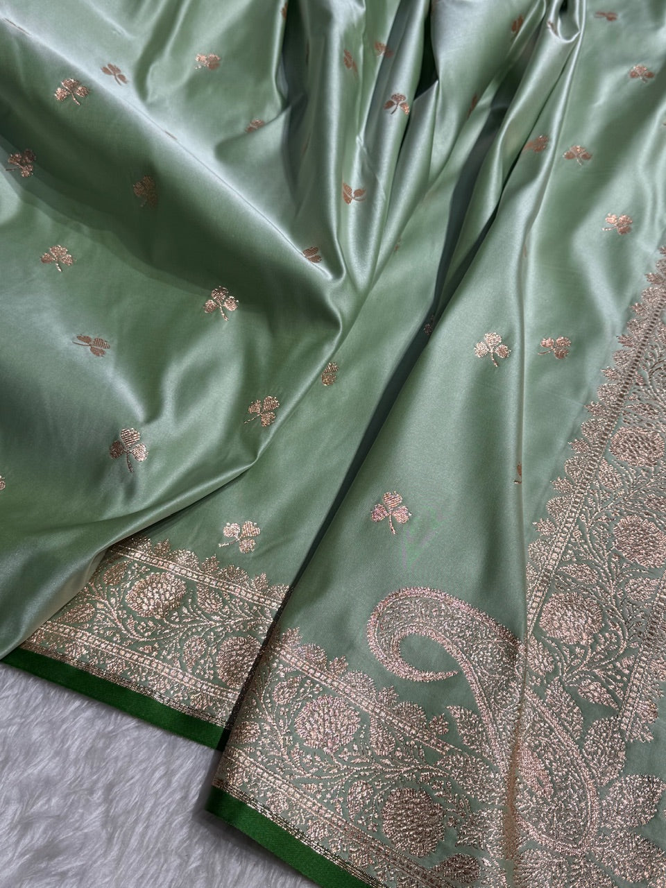 Pista Green Booti Katan Silk Saree SK09