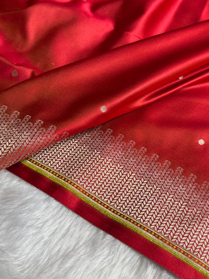 Red Booti Pattern Satin Katan Silk Saree SK56