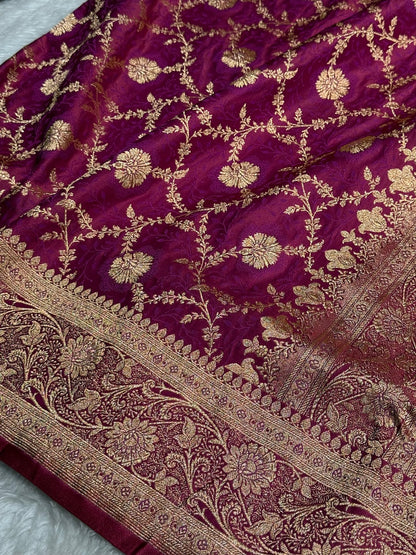 Rani Tanchoi Katan Jaal Silk Saree SKTM05