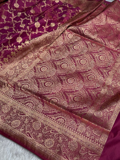 Rani Tanchoi Katan Jaal Silk Saree SKTM05