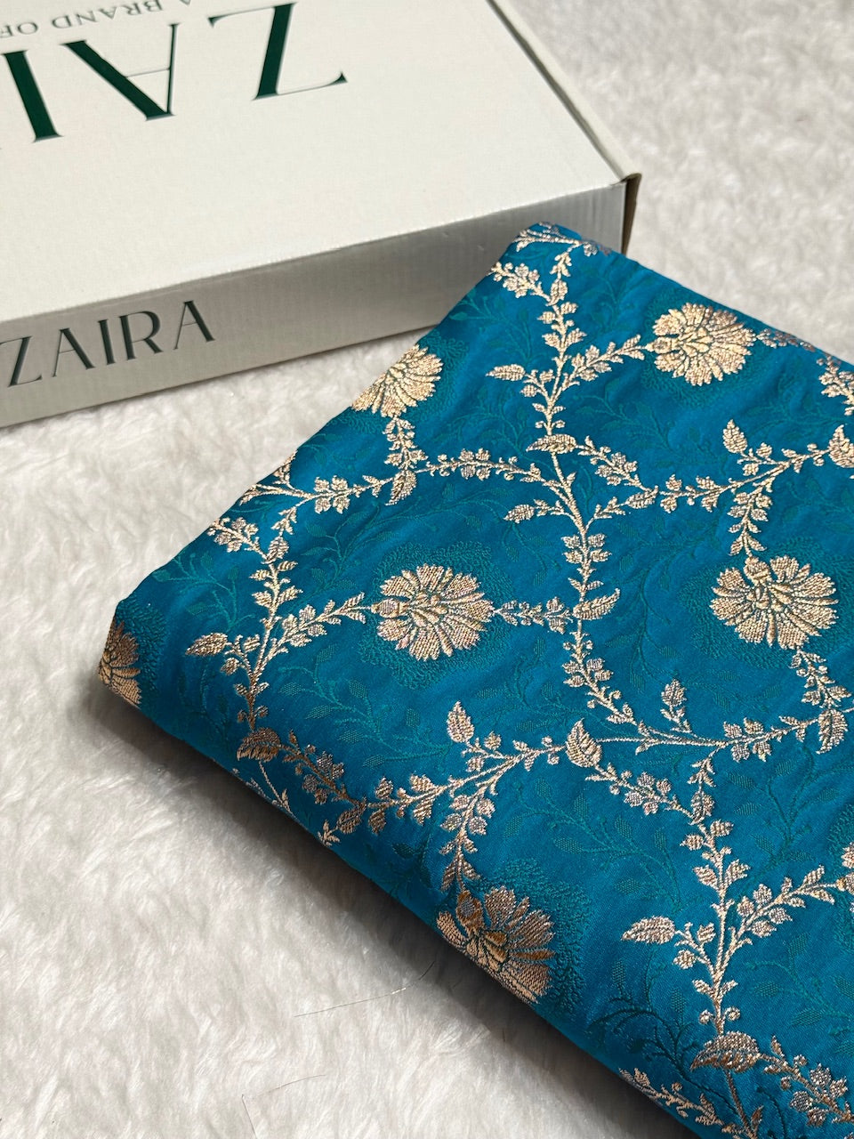Blue Tanchoi Katan Jaal Silk Saree SKTM05