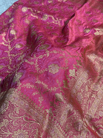 Baby Pink Tanchoi Katan Jaal Silk Saree SKTM05