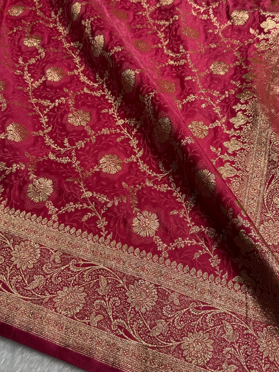 Peach Tanchoi Katan Jaal Silk Saree SKTM05