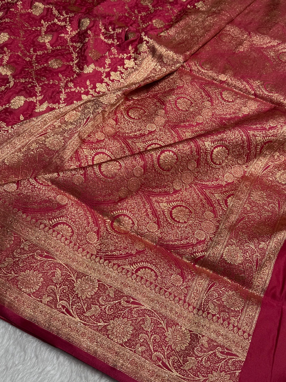 Peach Tanchoi Katan Jaal Silk Saree SKTM05