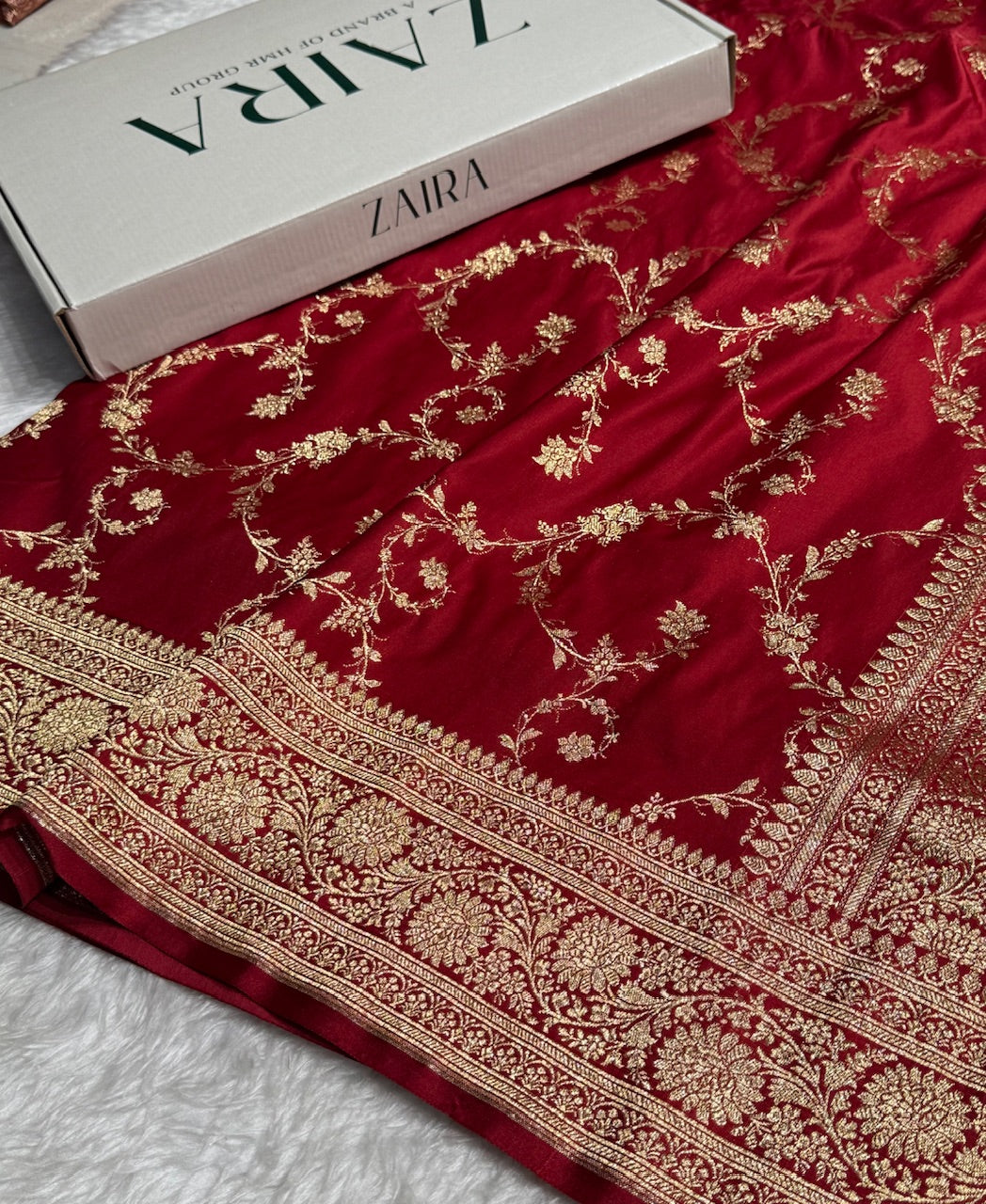 Maroon Banarasi Jaal Katan Silk Saree