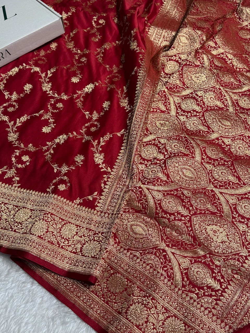 Maroon Banarasi Jaal Katan Silk Saree
