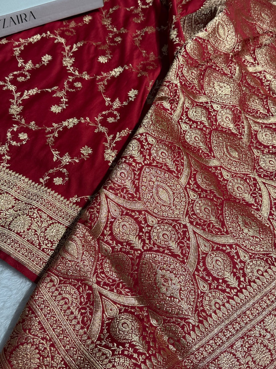 Maroon Banarasi Jaal Katan Silk Saree