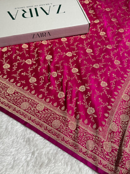 Rani Banarasi Jaal Katan Silk Saree