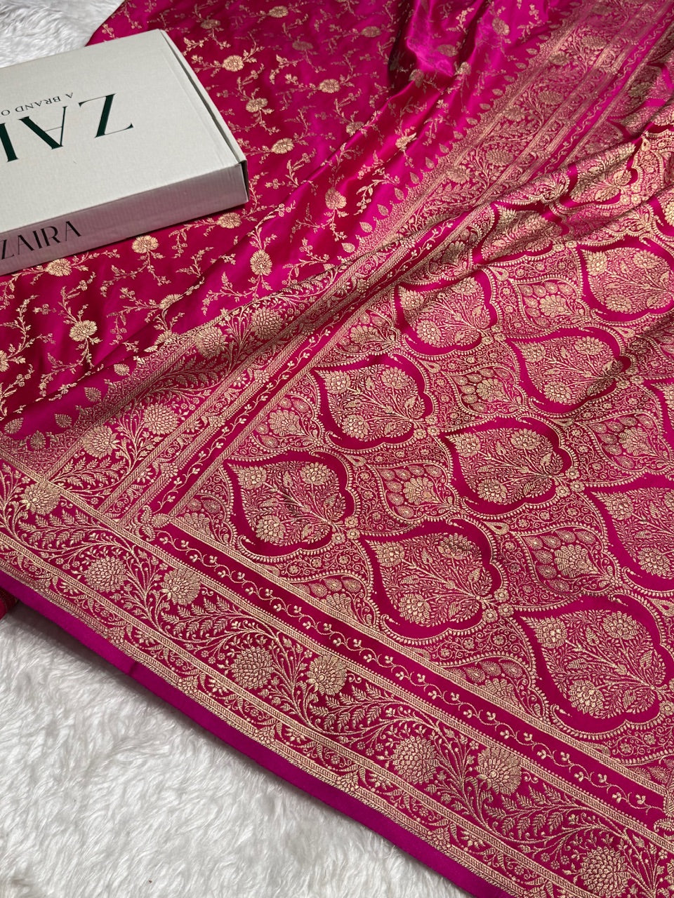 Rani Banarasi Jaal Katan Silk Saree