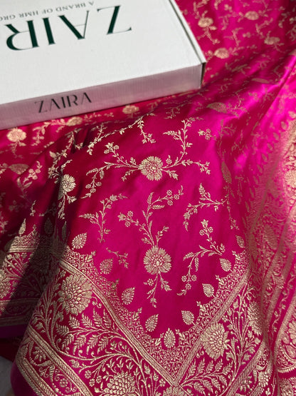 Rani Banarasi Jaal Katan Silk Saree