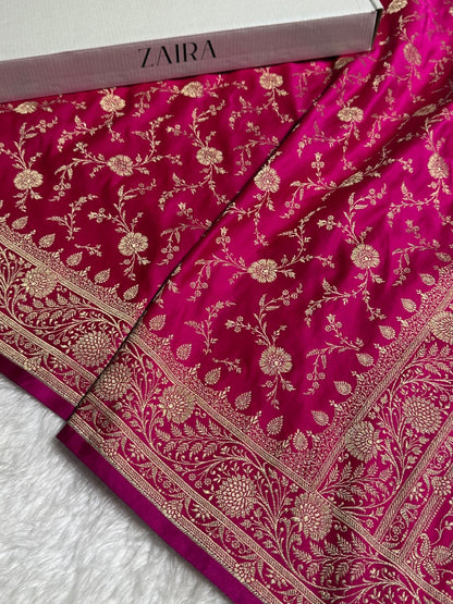Rani Banarasi Jaal Katan Silk Saree