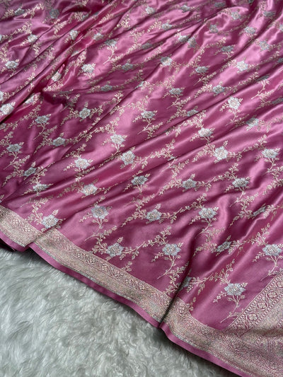 Baby Pink Minakari Jaal Mashru Silk Saree MCS08