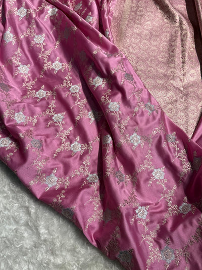 Baby Pink Minakari Jaal Mashru Silk Saree MCS08