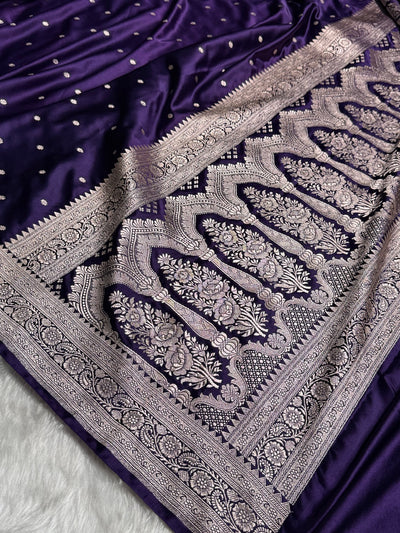 Dark Purple Booti Mashru Silk Saree MCS26