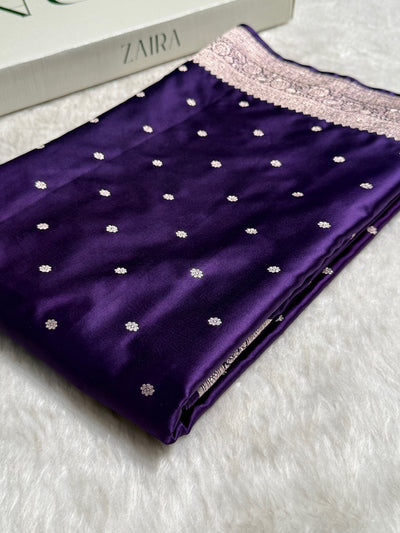 Dark Purple Booti Mashru Silk Saree MCS26