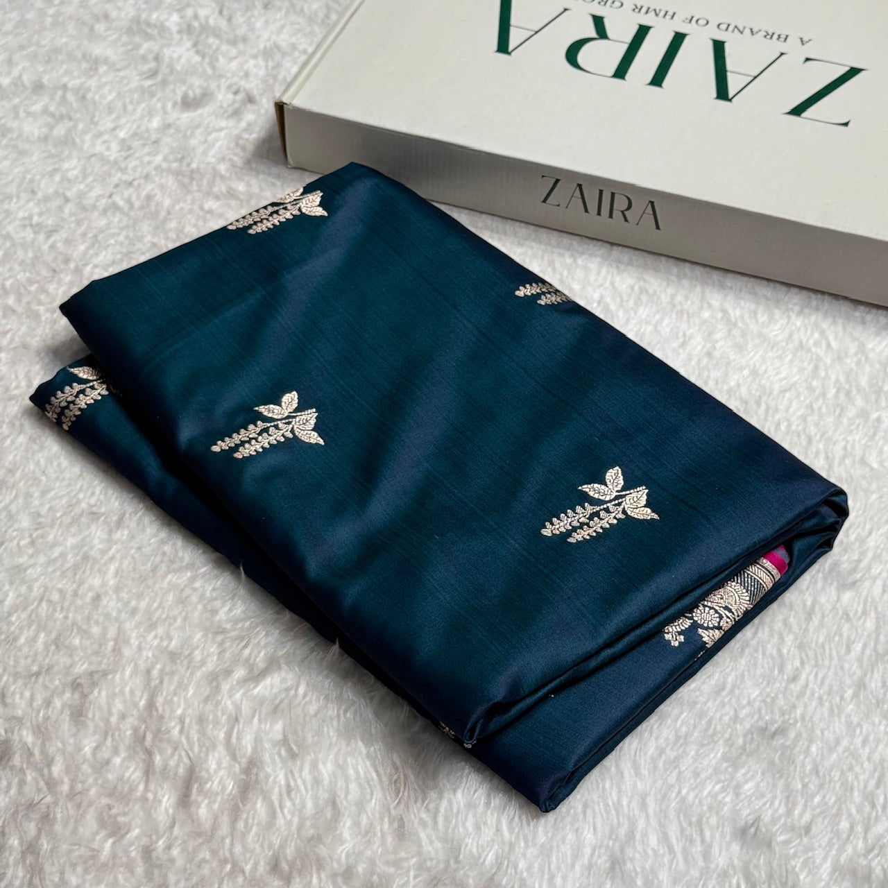 Nile Blue Floral Boota Mashru Silk Saree