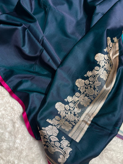 Nile Blue Floral Boota Mashru Silk Saree